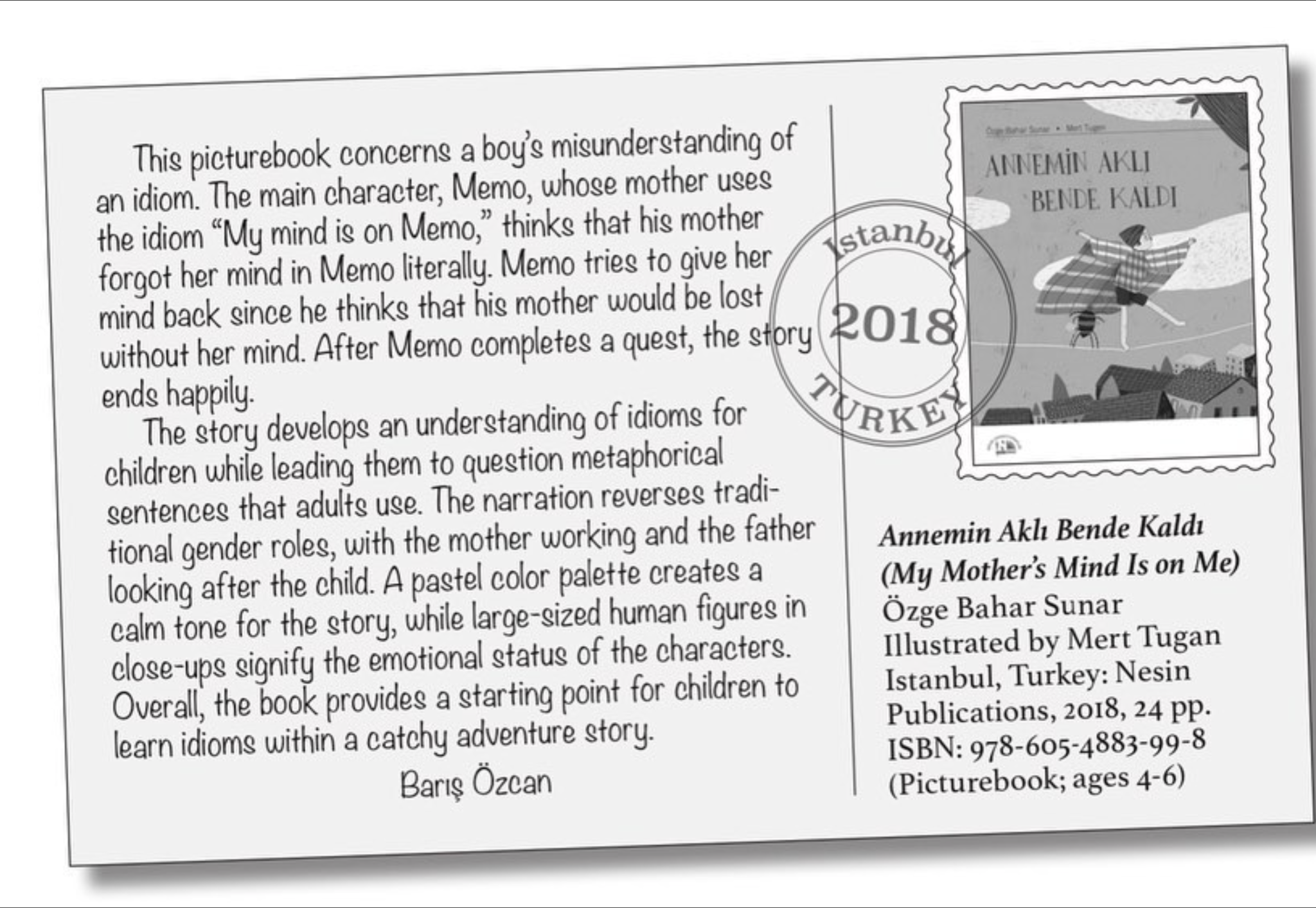 Uluslararası Çocuk Edebiyat Dergisi Bookbird'de yayımlanan kartpostal – 2018