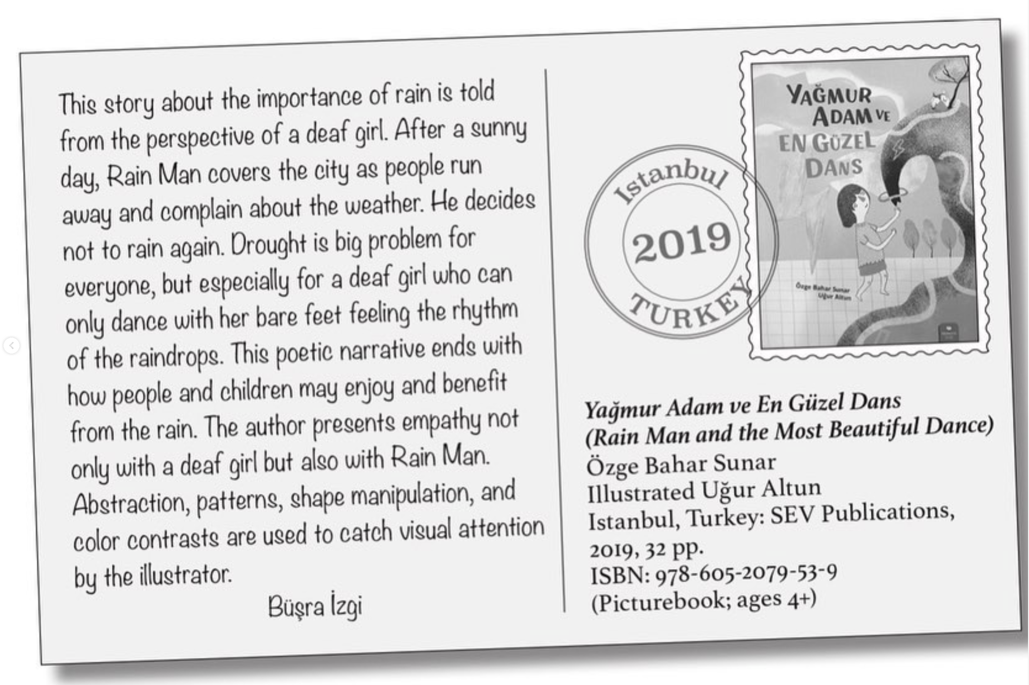 Uluslararası Çocuk Edebiyat Dergisi Bookbird'de yayımlanan kartpostal – 2019